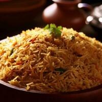 Delightful Basmati Biryani Perfection by AI Creation photo