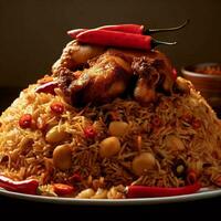 Tempting Biryani with Basmati Rice that was Absolutely Delicious by Generative AI photo