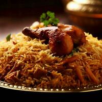 Tempting Biryani with Basmati Rice that was Absolutely Delicious by Generative AI photo