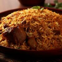 tentador Biryani con basmati arroz ese estaba absolutamente delicioso por generativo ai foto