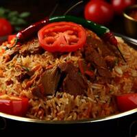 Tempting Biryani with Basmati Rice that was Absolutely Delicious by Generative AI photo