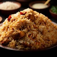 Aromatic Basmati Biryani Crafted with Generative AI photo