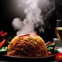 Flavorful and Tempting Basmati Biryani by Generative AI photo