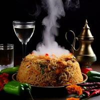 Flavorful and Tempting Basmati Biryani by Generative AI photo