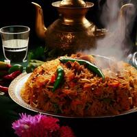 Flavorful and Tempting Basmati Biryani by Generative AI photo