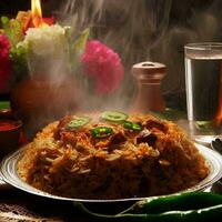 Flavorful and Tempting Basmati Biryani by Generative AI photo