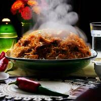 Flavorful and Tempting Basmati Biryani by Generative AI photo