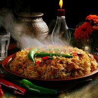 Flavorful and Tempting Basmati Biryani by Generative AI photo