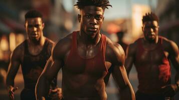 Young people playing basketball on the street. Generative AI photo