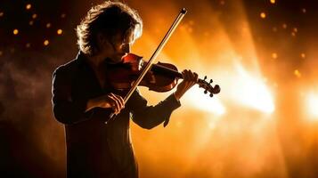 hombre jugando violín. generativo ai foto