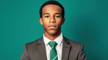 retrato de un joven africano americano empresario. generativo ai foto