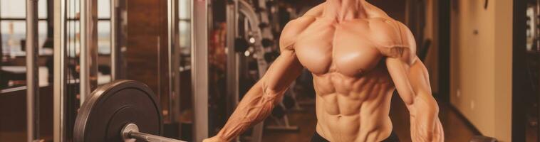 un hombre hacer ejercicio en el gimnasia. generativo ai foto