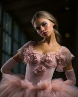 Ballerina in a delicate pink tutu.. Generative AI photo