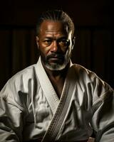 Martial artist in a traditional white gi.. Generative AI photo