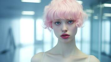 Beautiful albino girl. Generative AI photo