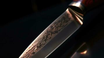 Close-up photo of a sharp knife. Generative AI