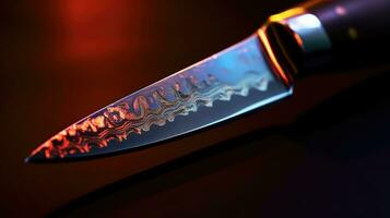 Close-up photo of a sharp knife. Generative AI