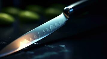 Close-up photo of a sharp knife. Generative AI