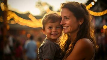 madre y niño actitud con un sonrisa. generativo ai foto