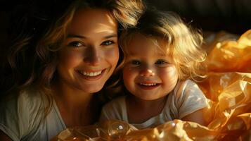 íntimo foto de madre y bebé muchacha. generativo ai