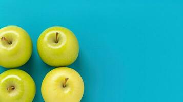 Apples on a blue background. Generative AI photo