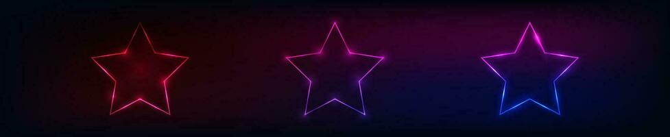 Neon frame in star form with shining effects vector