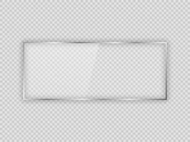 Glass plate in rectangle frame isolated on background. Vector illustration.