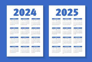 2024 and 2025 editable calendar template vector
