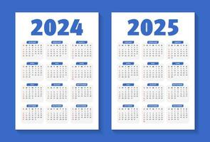 2024 and 2025 editable calendar template vector