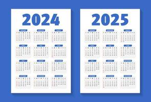 2024 and 2025 editable calendar template vector