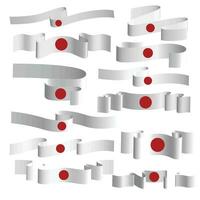 japan ribbon flag vector bundle set