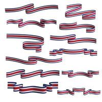 costa rica ribbon flag vector bundle set