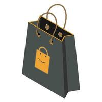 compras bolso con un sonriente cara y cuerda encargarse de vector