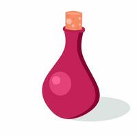 Vector illustration, red potion bottle with isolated white background.