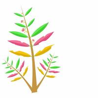 Vector illustration, colorful leaves, red shoots with isolated white background