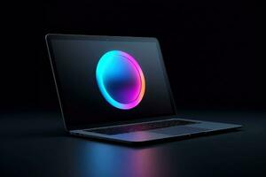 Mockup of beautiful laptop with multicolor background, Generative AI illustration photo