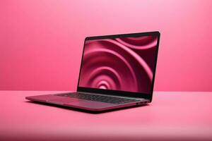 Mockup of beautiful laptop with multicolor background, Generative AI illustration photo