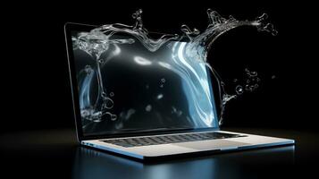 Mockup of beautiful laptop with multicolor background, Generative AI illustration photo