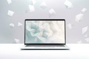 Mockup of beautiful laptop with multicolor background, Generative AI illustration photo