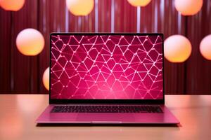 Mockup of beautiful laptop with multicolor background, Generative AI illustration photo