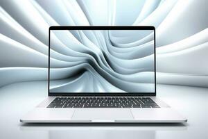 Mockup of beautiful laptop with multicolor background, Generative AI illustration photo