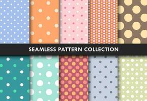 Polkadot Colorful Seamless Pattern Decorative Vector Collection Set