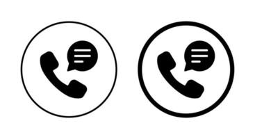 Call center support icon vector in circle line. Telephone with speech bubble sign symbol