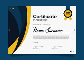 Appreciation and Achievement Certificate Template Design. Clean modern abstracts, ornaments, and certificates. Diploma Certificate vector template, certificate of achievement with badge.