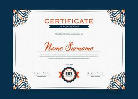 Appreciation and Achievement Certificate Template Design. Clean modern abstracts, ornaments, and certificates. Diploma Certificate vector template, certificate of achievement with badge.