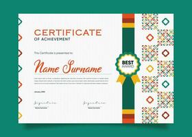 Appreciation and Achievement Certificate Template Design. Clean modern abstracts, ornaments, and certificates. Diploma Certificate vector template, certificate of achievement with badge.