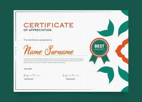 Appreciation and Achievement Certificate Template Design. Clean modern abstracts, ornaments, and certificates. Diploma Certificate vector template, certificate of achievement with badge.