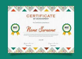 Appreciation and Achievement Certificate Template Design. Clean modern abstracts, ornaments, and certificates. Diploma Certificate vector template, certificate of achievement with badge.