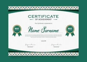 Appreciation and Achievement Certificate Template Design. Clean modern abstracts, ornaments, and certificates. Diploma Certificate vector template, certificate of achievement with badge.