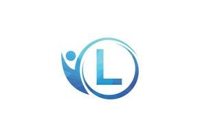 Letter L with human health care  logo design vector. Health care symbol template. vector